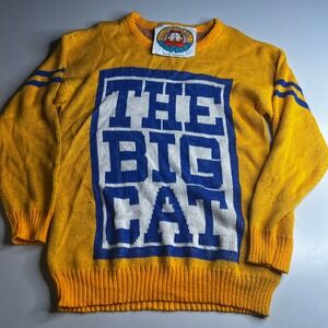 Vintage Garfield The Big Cat Knit Sweater Yellow Graphic Crew Neck Large Art
